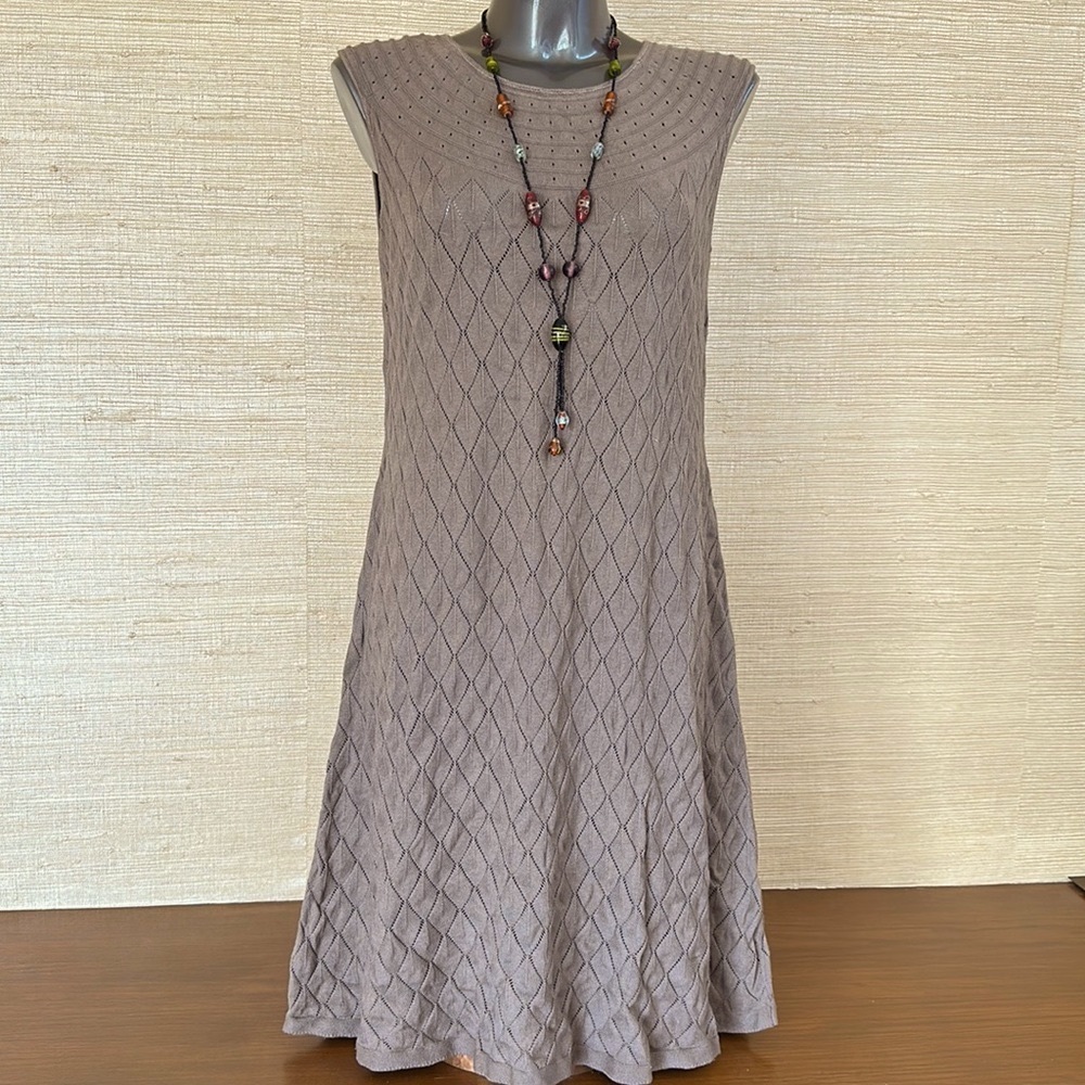 Hand dyed taupe cotton “Soft Whispers” knit dress. Available in many colors. New